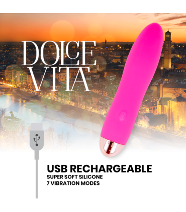 DOLCE VITA VIBRADOR RECARGABLE FOUR ROSA 7 VELOCIDADES