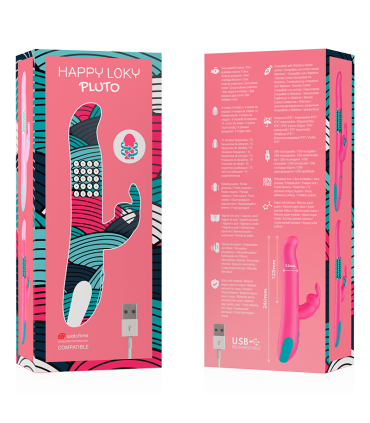 HAPPY LOKY PLUTO RABBIT VIBRATOR ROTATOR COMPATIBLE CON WATCHME WIRELESS TECHNOLOGY