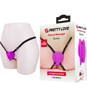 PRETTY LOVE MASAJEADOR DE CLITORIS HEARTBEAT 10 MODOS DE VIBRACION MORADO