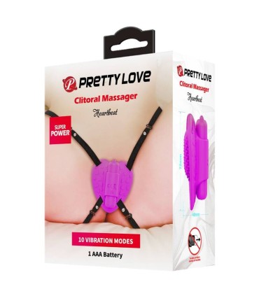 PRETTY LOVE MASAJEADOR DE CLITORIS HEARTBEAT 10 MODOS DE VIBRACION MORADO