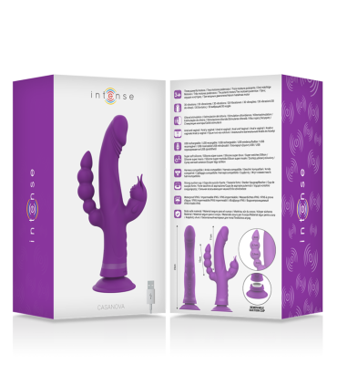 INTENSE CASANOVA VIBRADOR RABBIT SILICONA TRIPLE MOTOR MORADO
