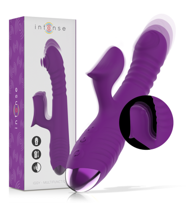 INTENSE IGGY VIBRADOR MULTIFUNCION RECARGABLE UP DOWN CON ESTIMULADOR DE CLITORIS MORADO
