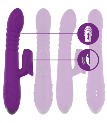 INTENSE IGGY VIBRADOR MULTIFUNCION RECARGABLE UP DOWN CON ESTIMULADOR DE CLITORIS MORADO