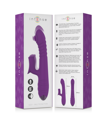 INTENSE IGGY VIBRADOR MULTIFUNCION RECARGABLE UP DOWN CON ESTIMULADOR DE CLITORIS MORADO