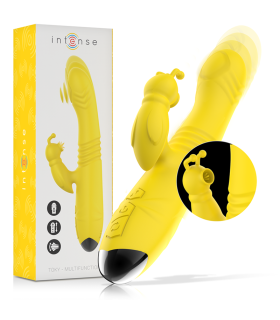 INTENSE TOKY VIBRADOR MULTIFUNCION RECARGABLE UP DOWN CON ESTIMULADOR DE CLITORIS AMARILLO
