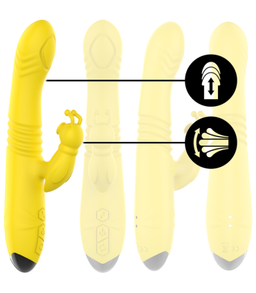 INTENSE TOKY VIBRADOR MULTIFUNCION RECARGABLE UP DOWN CON ESTIMULADOR DE CLITORIS AMARILLO