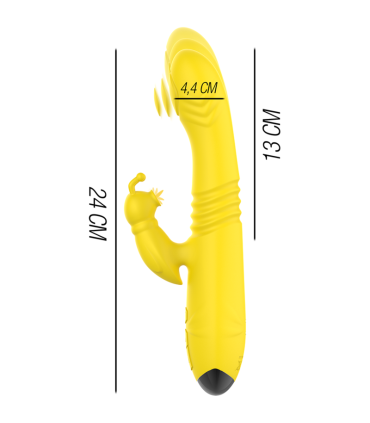 INTENSE TOKY VIBRADOR MULTIFUNCION RECARGABLE UP DOWN CON ESTIMULADOR DE CLITORIS AMARILLO