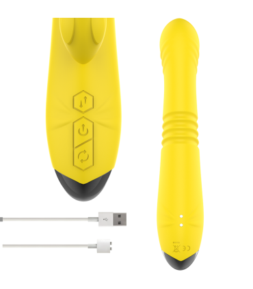 INTENSE TOKY VIBRADOR MULTIFUNCION RECARGABLE UP DOWN CON ESTIMULADOR DE CLITORIS AMARILLO