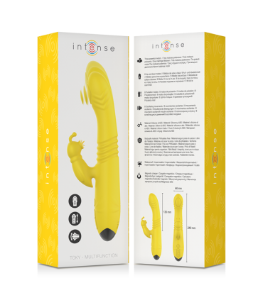 INTENSE TOKY VIBRADOR MULTIFUNCION RECARGABLE UP DOWN CON ESTIMULADOR DE CLITORIS AMARILLO