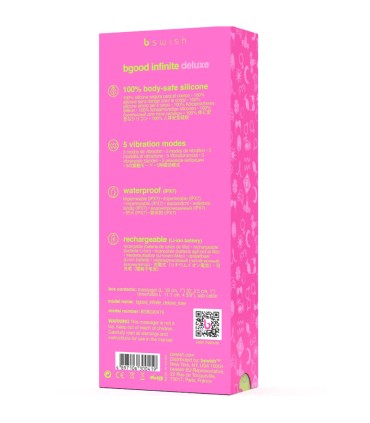 B SWISH BGOOD INFINITE DELUXE VIBRADOR RECARGABLE SILICONA ROSA