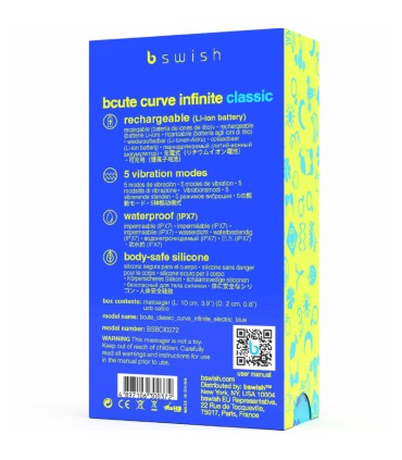 B SWISH BCUTE CURVE INFINITE CLASSIC VIBRADOR RECARGABLE SILICONA AZUL