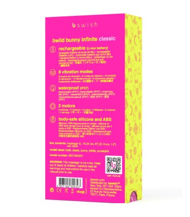 B SWISH BWILD BUNNY INFINITE CLASSIC VIBRADOR RECARGABLE SILICONA ROSA