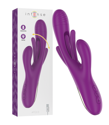 INTENSE APOLO VIBRADOR MULTIFUNCION RECARGABLE 7 VIBRACIONES CON LENGUA OSCILANTE MORADO
