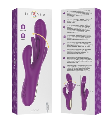 INTENSE APOLO VIBRADOR MULTIFUNCION RECARGABLE 7 VIBRACIONES CON LENGUA OSCILANTE MORADO