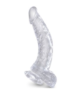 KING COCK CLEAR PENE REALISTICO CURVADO CON TESTICULOS 165 CM TRANSPARENTE