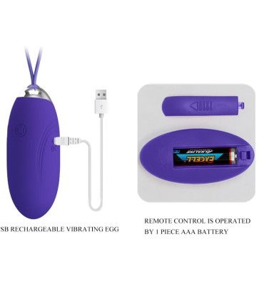 PRETTY LOVE JENNY YOUTH HUEVO VIBRADOR CONTROL REMOTO VIOLETA