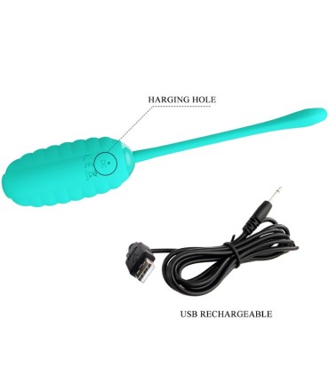 PRETTY LOVE KIRK HUEVO VIBRADOR RECARGABLE VERDE AGUA
