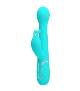 PRETTY LOVE DEJON VIBRADOR RABBIT 3 EN 1 MULTIFUNCION VERDE AGUA