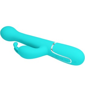 PRETTY LOVE DEJON VIBRADOR RABBIT 3 EN 1 MULTIFUNCION VERDE AGUA