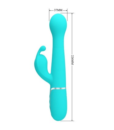 PRETTY LOVE DEJON VIBRADOR RABBIT 3 EN 1 MULTIFUNCION VERDE AGUA