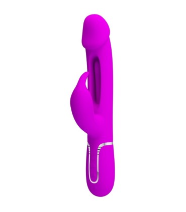 PRETTY LOVE KAMPAS VIBRADOR RABBIT 3 EN 1 MULTIFUNCION CON LENGUA FUCSIA