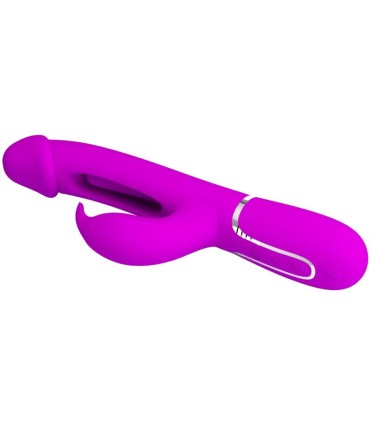 PRETTY LOVE KAMPAS VIBRADOR RABBIT 3 EN 1 MULTIFUNCION CON LENGUA FUCSIA