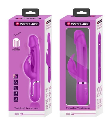 PRETTY LOVE KAMPAS VIBRADOR RABBIT 3 EN 1 MULTIFUNCION CON LENGUA FUCSIA