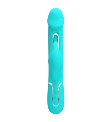 PRETTY LOVE KAMPAS VIBRADOR RABBIT 3 EN 1 MULTIFUNCION CON LENGUA VERDE AGUA