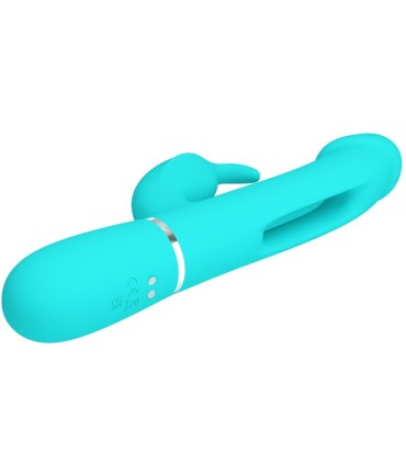 PRETTY LOVE KAMPAS VIBRADOR RABBIT 3 EN 1 MULTIFUNCION CON LENGUA VERDE AGUA