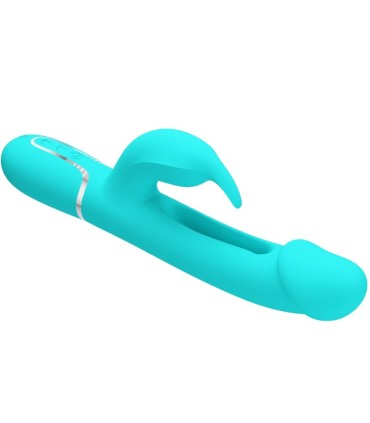 PRETTY LOVE KAMPAS VIBRADOR RABBIT 3 EN 1 MULTIFUNCION CON LENGUA VERDE AGUA