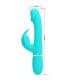 PRETTY LOVE KAMPAS VIBRADOR RABBIT 3 EN 1 MULTIFUNCION CON LENGUA VERDE AGUA