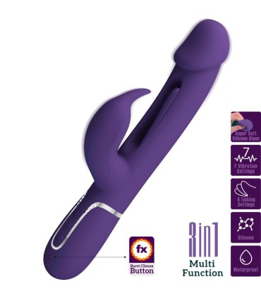 PRETTY LOVE KAMPAS VIBRADOR RABBIT 3 EN 1 MULTIFUNCION CON LENGUA VIOLETA