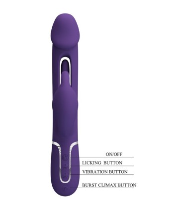 PRETTY LOVE KAMPAS VIBRADOR RABBIT 3 EN 1 MULTIFUNCION CON LENGUA VIOLETA