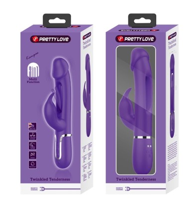 PRETTY LOVE KAMPAS VIBRADOR RABBIT 3 EN 1 MULTIFUNCION CON LENGUA VIOLETA