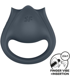 SATISFYER PERFECT PAIR 2 MULTIVIBRADOR 2 EN 1 ANILLO PARA PENE ESTIMULADOR DE DEDO GRIS