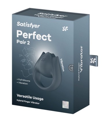 SATISFYER PERFECT PAIR 2 MULTIVIBRADOR 2 EN 1 ANILLO PARA PENE ESTIMULADOR DE DEDO GRIS