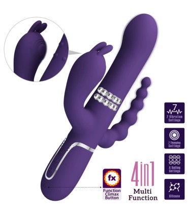 PRETTY LOVE CAMMY TRIPLE VIBRADOR MULTIFUNCION 4 EN 1 MORADO