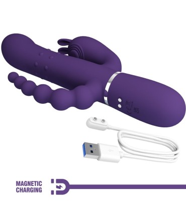 PRETTY LOVE CAMMY TRIPLE VIBRADOR MULTIFUNCION 4 EN 1 MORADO