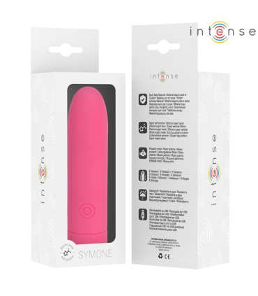 INTENSE SYMONE BALA VIBRADORA RECARGABLE POR USB 8 VIBRACIONES ROSA 10 X 22 CM