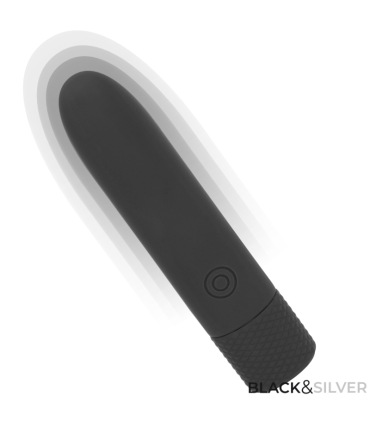 BLACK SILVER GERI BALA VIBRADORA RECARGABLE POR USB 8 VIBRACIONES NEGRO 10 X 22 CM