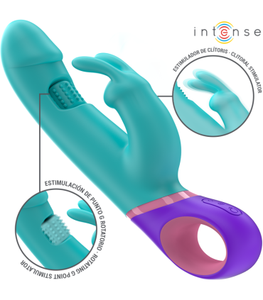 INTENSE MONICA VIBRADOR RABBIT CON ESTIMULADOR ROTATORIO DEL PUNTO G AZUL