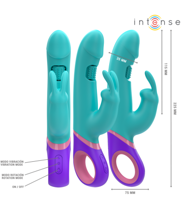 INTENSE MONICA VIBRADOR RABBIT CON ESTIMULADOR ROTATORIO DEL PUNTO G AZUL