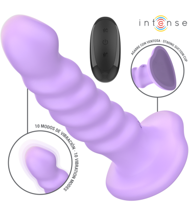 INTENSE BRENDA VIBRADOR TALLA M DISENO EN ESPIRAL 10 VIBRACIONES MORADO CONTROL REMOTO