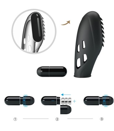 PRETTY LOVE GILO VIBRADOR DE DEDO SILICONA NEGRO