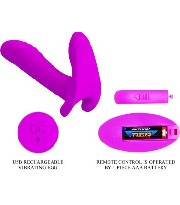 PRETTY LOVE MASAJEADOR VIBRADOR 12 VIBRACIONES CONTROL REMOTO MORADO