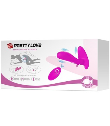 PRETTY LOVE MASAJEADOR VIBRADOR 12 VIBRACIONES CONTROL REMOTO MORADO