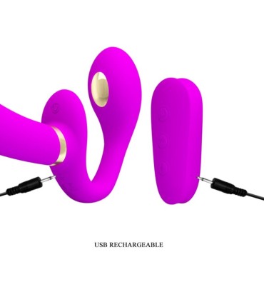 PRETTY LOVE THUNDERBIRD VIBRADOR DOBLE STRAP ON CONTROL REMOTO MORADO