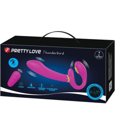 PRETTY LOVE THUNDERBIRD VIBRADOR DOBLE STRAP ON CONTROL REMOTO MORADO