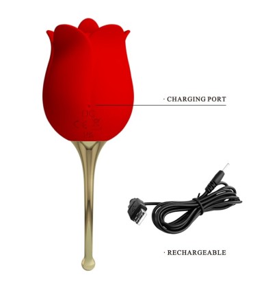 PRETTY LOVE ROSE LOVER ROSA ESTIMULADORA DE CLITORIS 12 VIBRACIONES ROJO