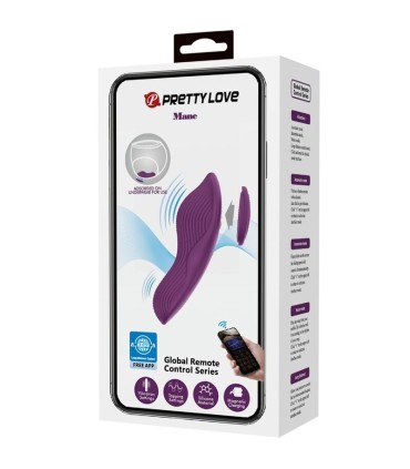 PRETTY LOVE MANE MASAJEADOR LAY ON CLITORIS 10 VIBRACIONES CONTROL REMOTO MORADO